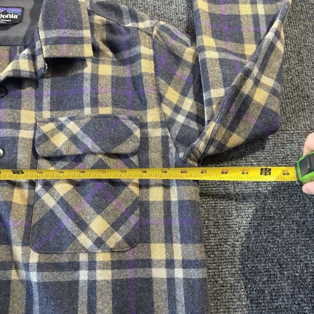 Patagonia Recycle Wool Shirt Mens Medium Flap Pocket Retro Plaid Long Sleeve - Picture 7 of 9